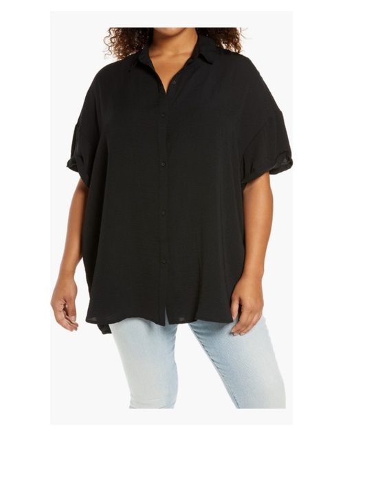 Treasure & Bond Tops - Black Button-Front Relaxed Women's Shirt